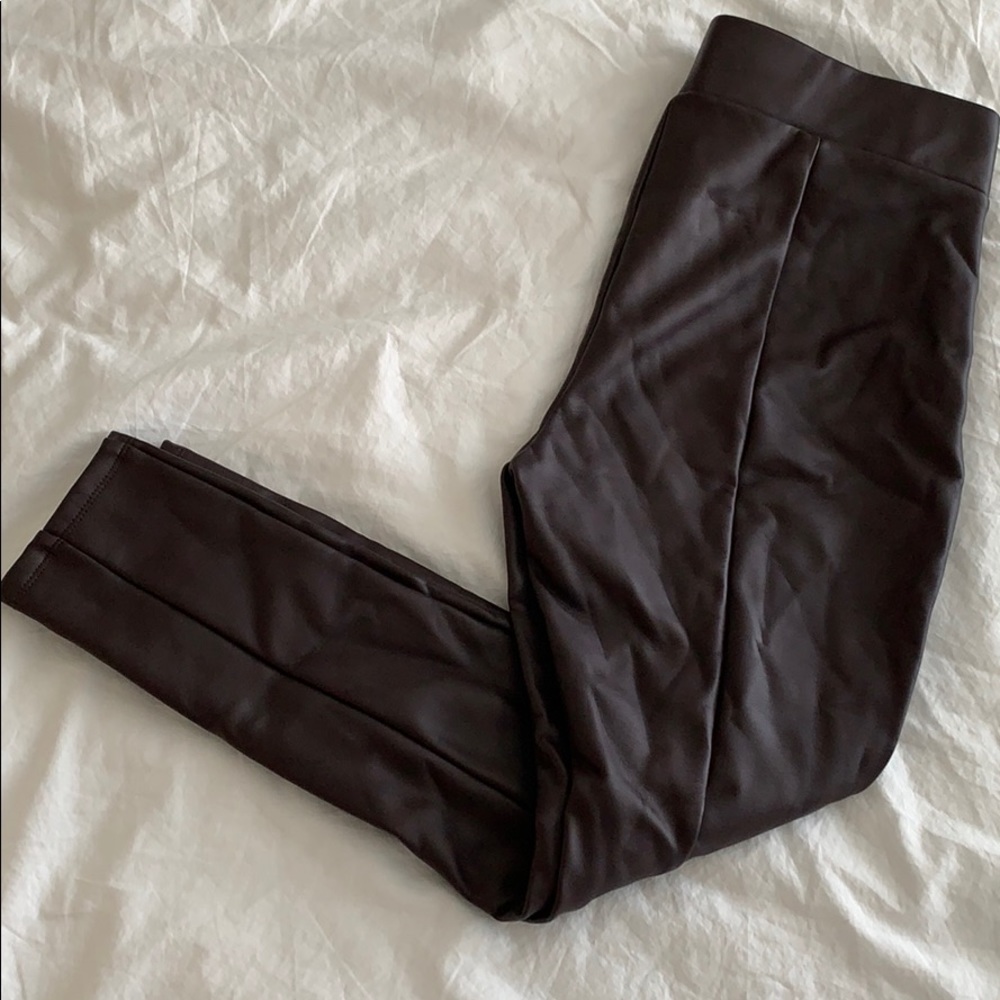 Brown faux leather leggings-never worn